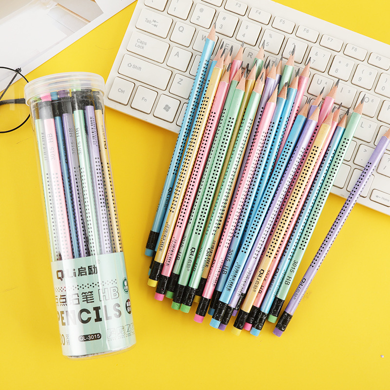 HB Pencils for primary school students, 30-piece triangular rod correction grip pencils, creative cartoon writing pens, wholesale of barrel pencils
