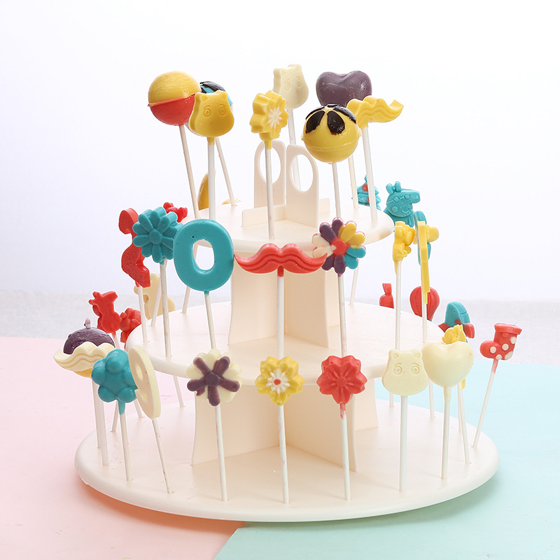 简洁塑料三层棒棒糖架蛋糕架小饰品装饰架各种收纳摆架棒棒糖架