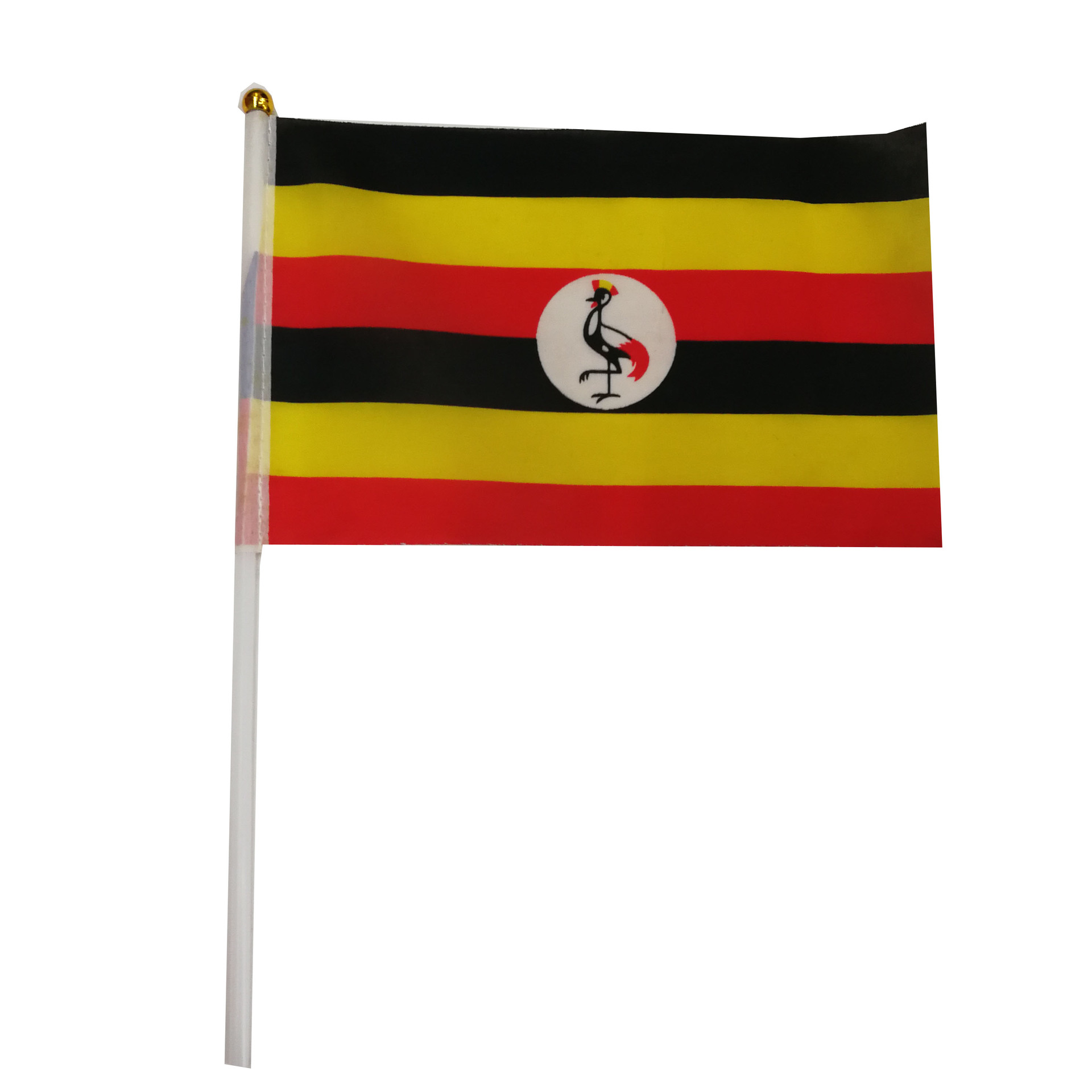 乌干达国旗旗帜手摇旗塑料旗杆涤纶双面印花厂家直销可来样