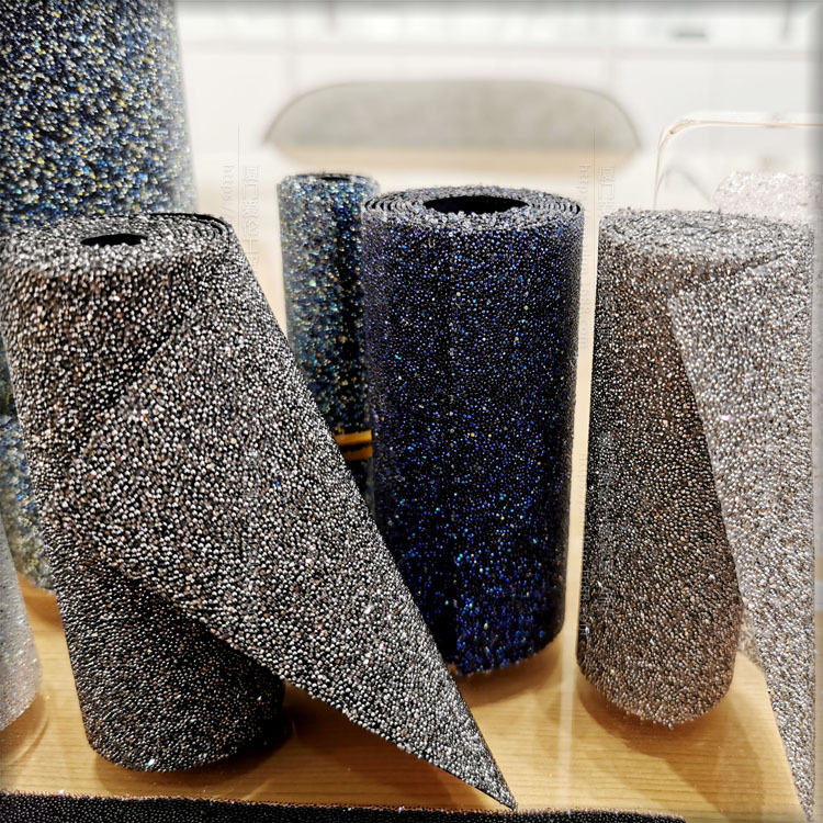 Manufacturer back glue crystal decorative fabric sheet glue mesh drill paste custom pattern glue mesh rhinestone patch self-bonding into hot melt thumbnail