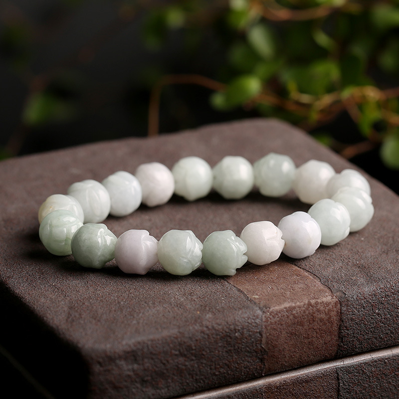 Natural jade bracelet, jade rose bracelet, fashionable couple design for men and women details Picture