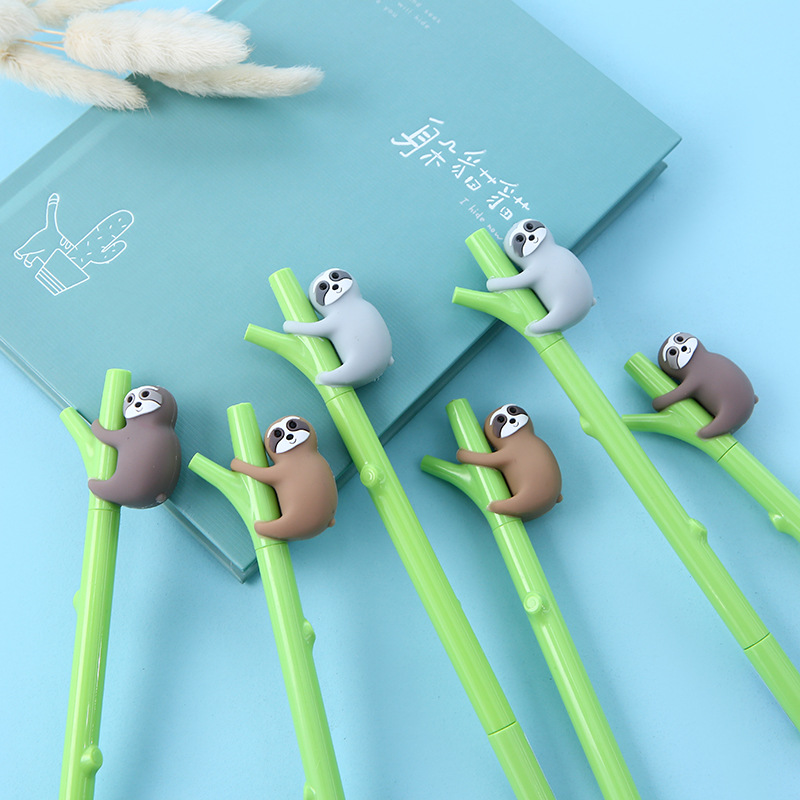 Wholesale of sloth silicone gel pens from the manufacturer, Zhongfan Creative, fresh and cute black gel pens, cute cartoon signature pens details Picture