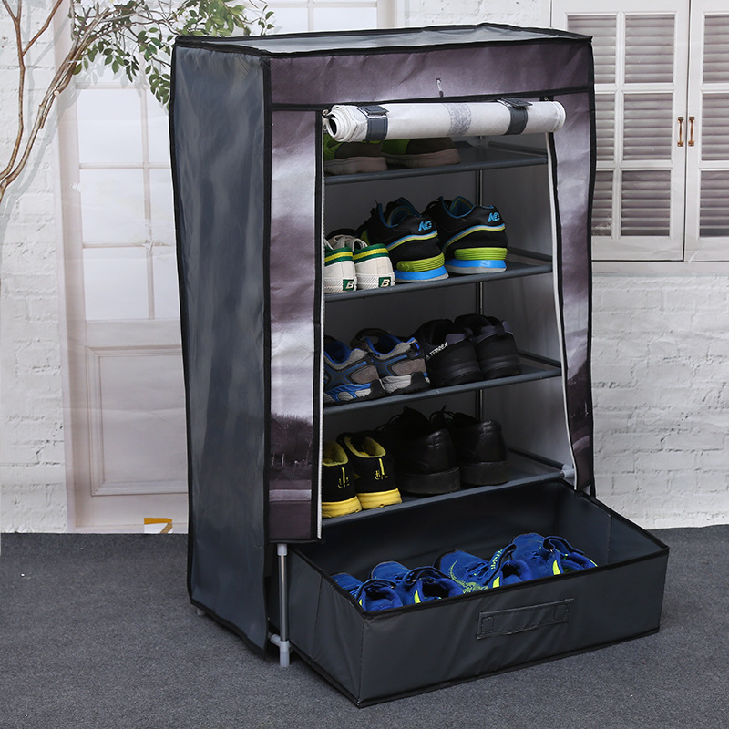 British style 5 layer one pump storage assembly shoe rack Multi-layer household cloth shoe rack dust home combined shoe cabinet Specification drawing