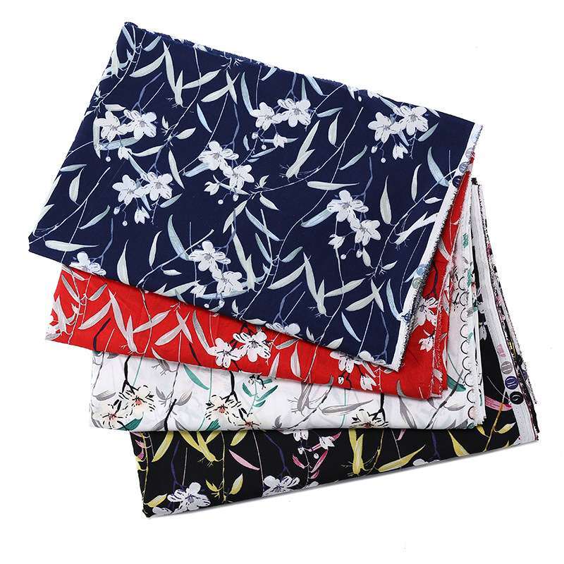 2020 New Summer Chiffon Printed Fabric White Background Printed Polyester Cloth Small Floral Dress Mask Fabric Specification drawing