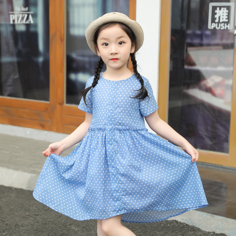 One-piece consignment of 2020 new girls' dress, Korean polka dot, summer popular princess dress for little kids Specification image