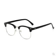3016复古半框眼镜框金属平光镜明星网红同款近视眼镜潮防蓝光成品