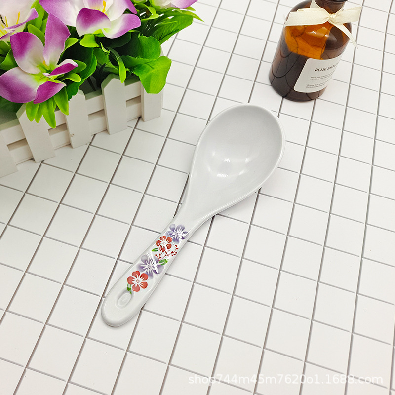 Imitation porcelain rice ladle melamine rice ladle plastic rice ladle white rice ladle rice ladle one yuan a piece Specification drawing