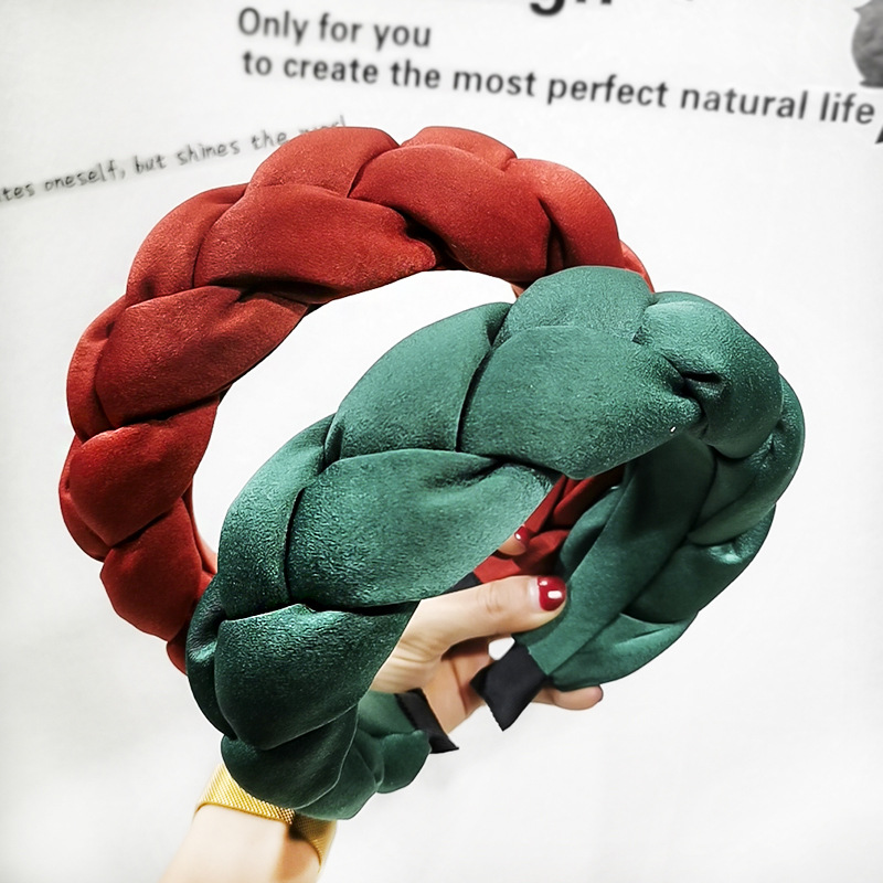 2019 Autumn And Winter Cross-Border Europe And The United States Exaggerated Thick Sponge Headband Girls Solid Color Braid Headband Female Wholesale C691 Specification drawing