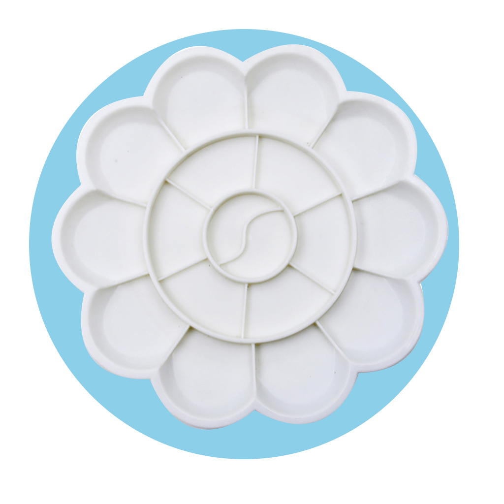 供应塑料环保无毒调色盘梅花盘 大号梅花形圆形调色盘 加厚A087