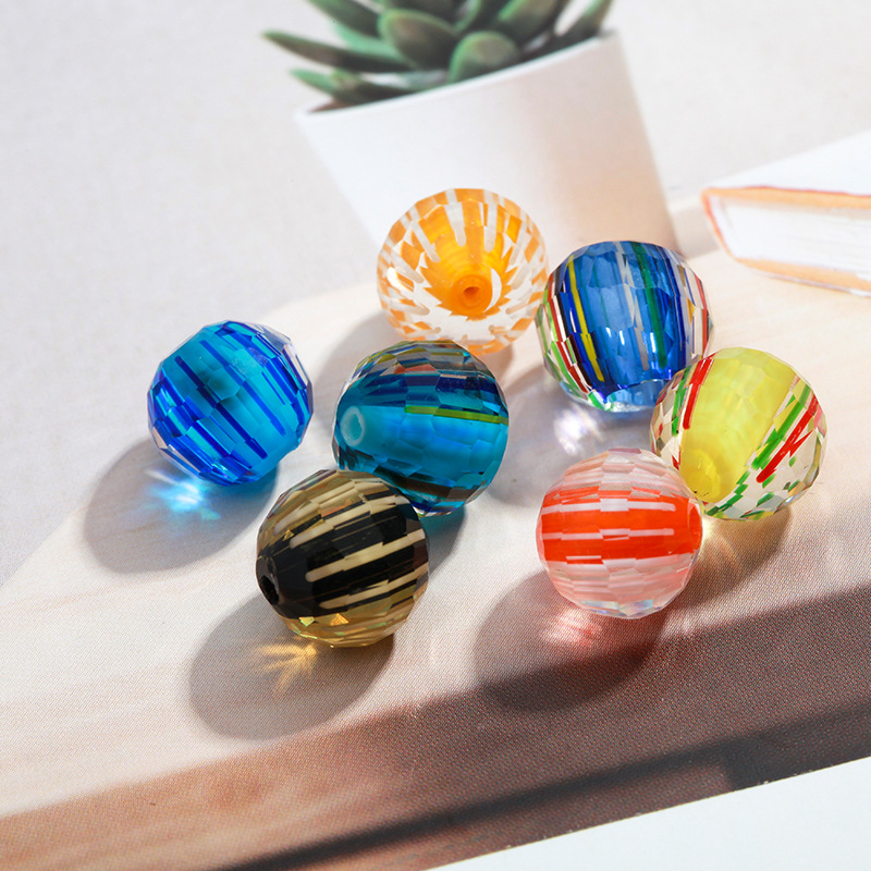 Factory direct sales of pure handcrafted glass beads, cut glass beads, cut glass loose beads, DIY jewelry accessories wholesale Specification image
