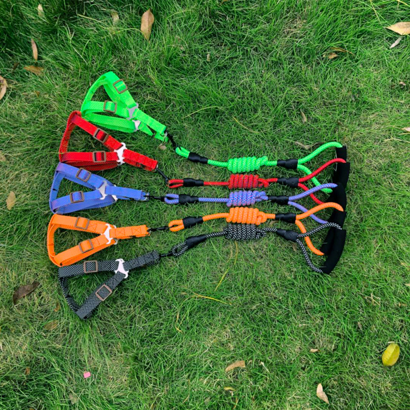 Aishangchong pet leash chest and back strap, seven-color solid color cat and dog round rope, dog leash chain, anti-impact and explosion-proof