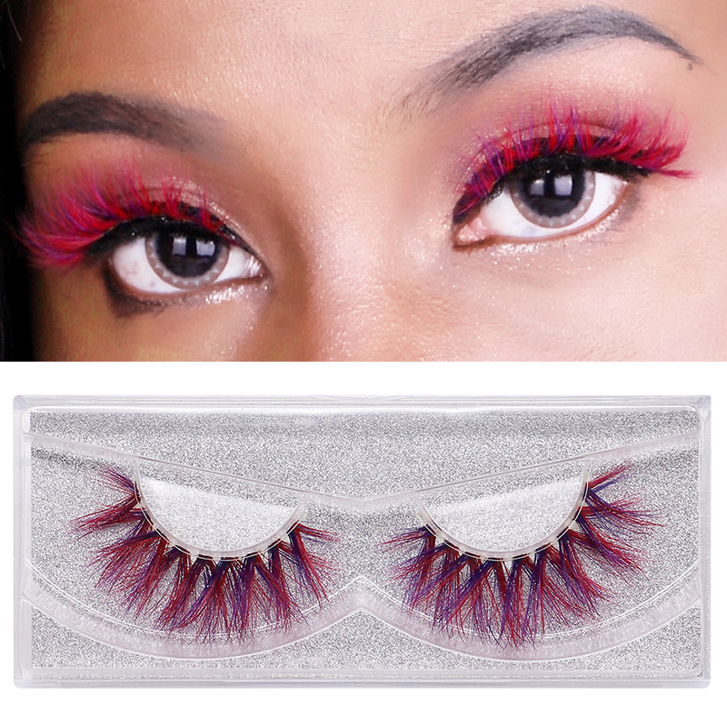 Cross-border colored false eyelashes 9d mink colored eyelashes, European and American curly and slender colored eyelashes shanilak details Picture