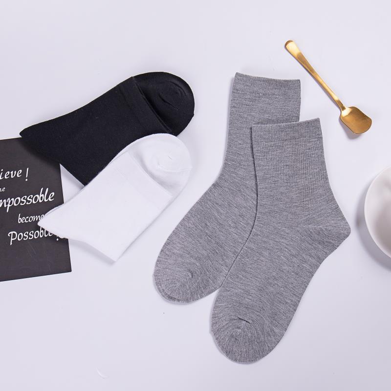 Autumn and winter 200-needle 2-pair retro color cotton socks for women, all-cotton candy-colored mid-calf socks, solid-color sports socks for women Specification image
