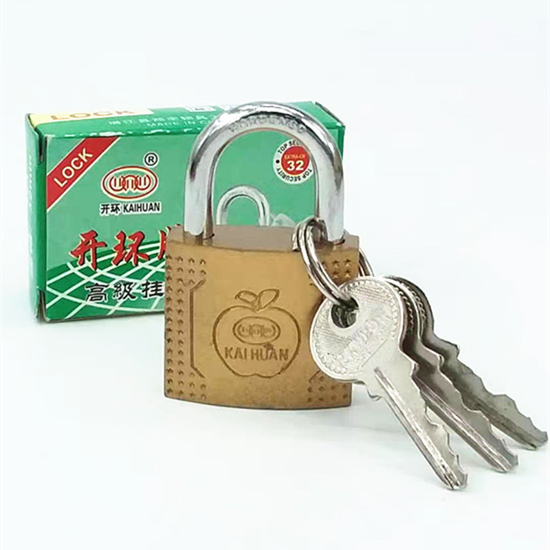 厂家直销32mm仿铜挂锁三把钥匙 学生锁 挂门锁批发两元店货源
