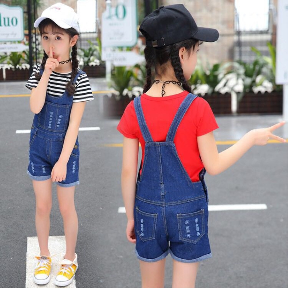 Summer children's pants, baby shorts, Korean casual children's denim overalls, wholesale of children's clothing, one-piece consignment Specification image