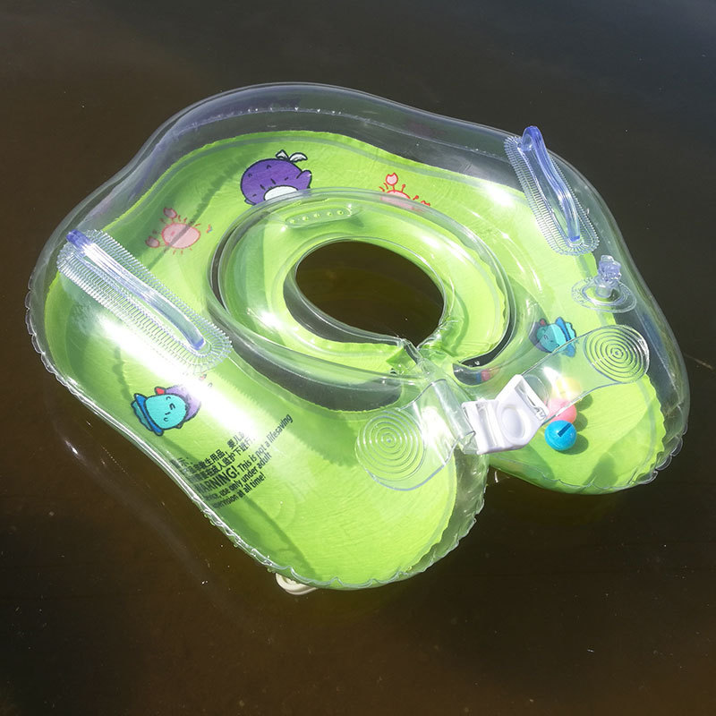 Baby Neck Swimming Ring With Armrest Cute Home Bath Soft Neck Splashing Colorful Double Buckle Bell Item Picture