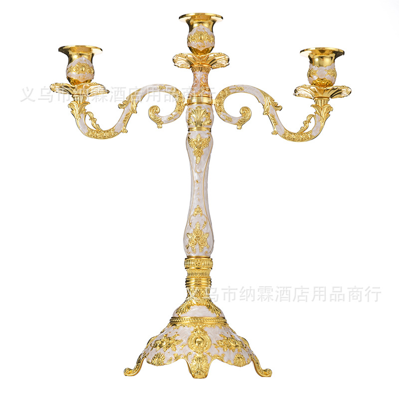 New three-head and five-head luxury metal alloy high-end European-style alloy candlesticks, classic styles for home, hotel and KTV Item Picture