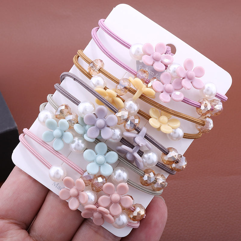 Korean Web Red Head Rope Hair Rope Bracelet Dual Use Candy Color Flower Holster Sen Female Tie Hair Band Wholesale Specification drawing