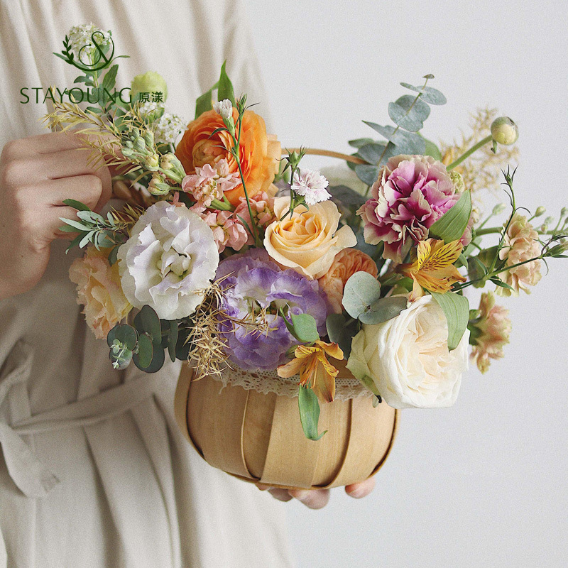 Original wood chip woven mini baskets, Halloween pumpkin baskets, souvenir baskets, candy boxes, flower arrangement baskets Specification image