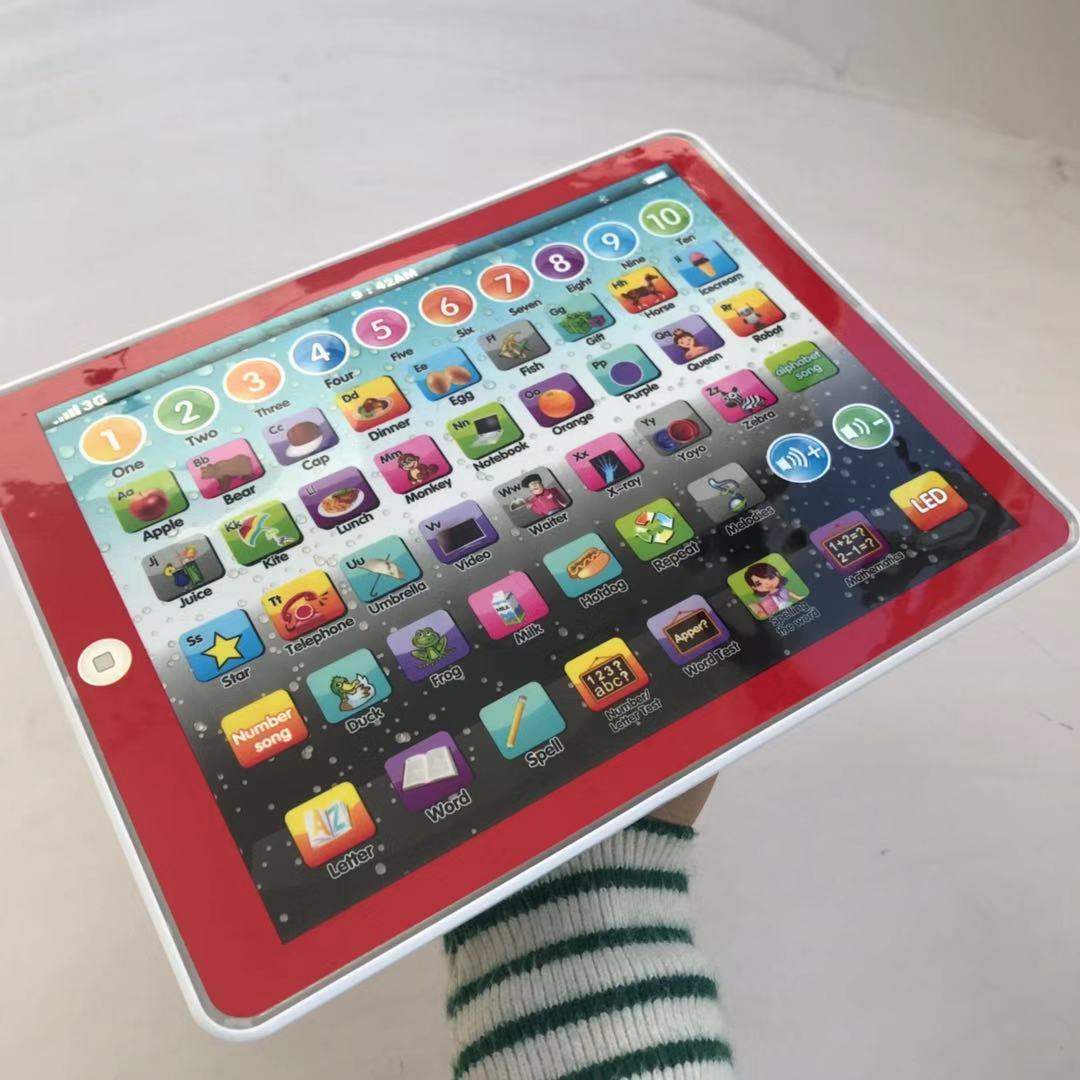 Export-oriented large-sized English tablet learning machine, children's simulation lighting, IPAD early education and intelligence story machine toys details Picture