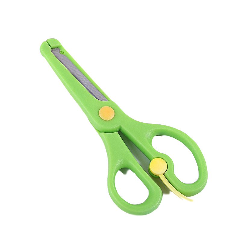Students labor saving spring scissors anti clipping hand children learn office scissors diy making scissors kindergarten Item Picture