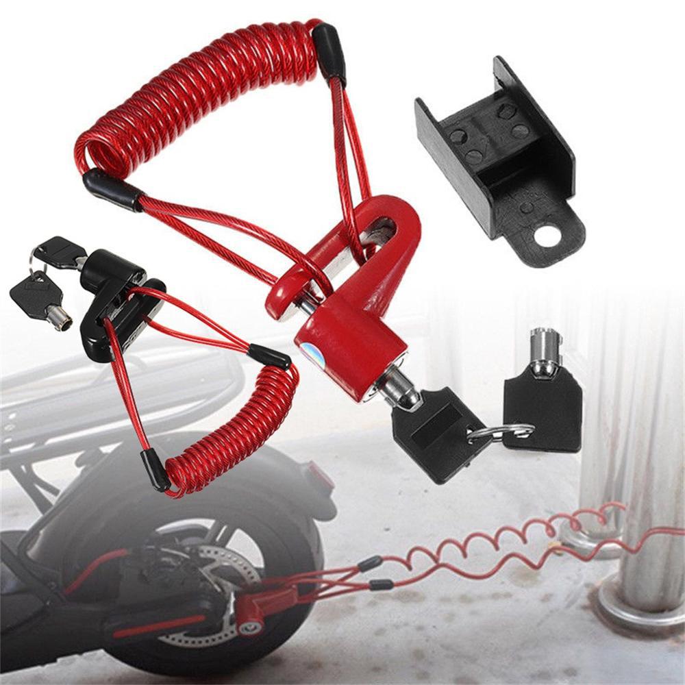 小米m365电动滑板车通用配件碟刹锁+提醒绳红色黑色防盗锁+提醒绳详情图2