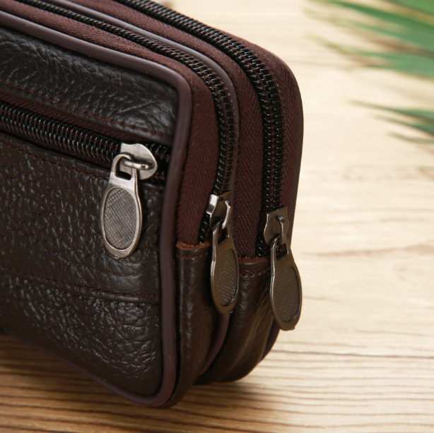 Men's New Waterproof Mobile Phone Fanny Pack Wear Belt Cowhide Multi-Functional Old Change Key Bag In Stock Application Scenario