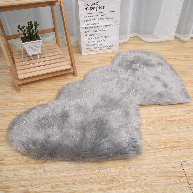 创意北欧仿羊毛纯色地毯长毛绒客厅茶几地毯卧室防滑地垫飘窗垫详情图1