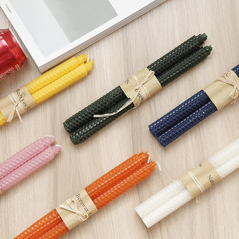 Nordic Morandi Romantic Handmade Home Western Food Christmas Party Setting Beeswax Long Pole Beehive Candle (Price Negotiable) details Picture