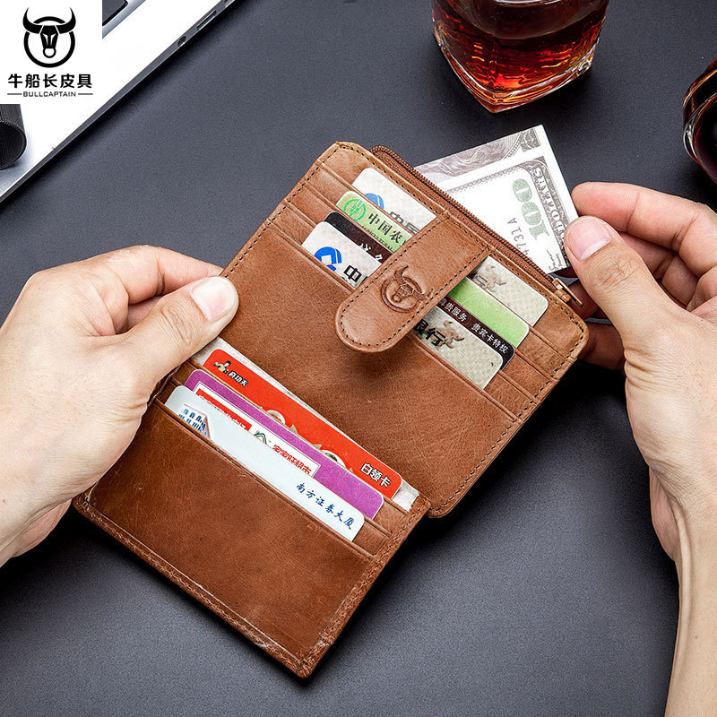 Captain Niu's first-layer cowhide men's multi-slot business card holder, business bank credit card case, genuine leather driver's license card case