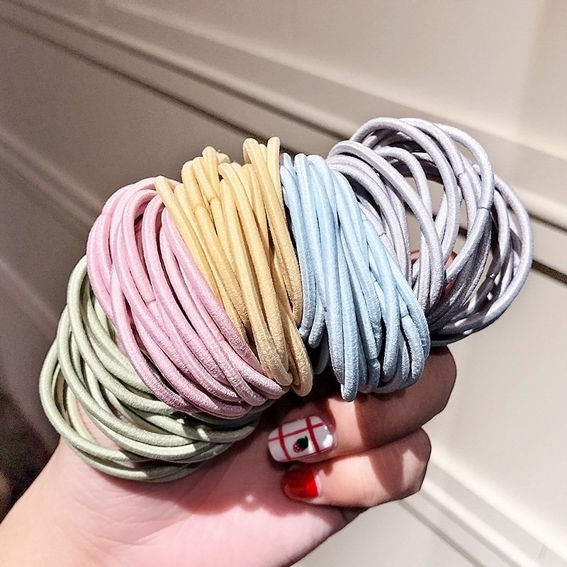 Hyuna's colorful canned leather band hair tie, a simple and trendy female Internet celebrity hair tie, high-elasticity hair band, and a fresh and cute hair accessory Specification image