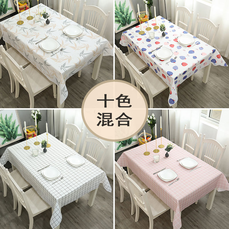 Japanese Home Tablecloth Ins Tablecloth Ironing, Waterproof And Oil-Proof No-Wash Pvc Checkered Coffee Table Mat Dormitory Table Cloth details Picture