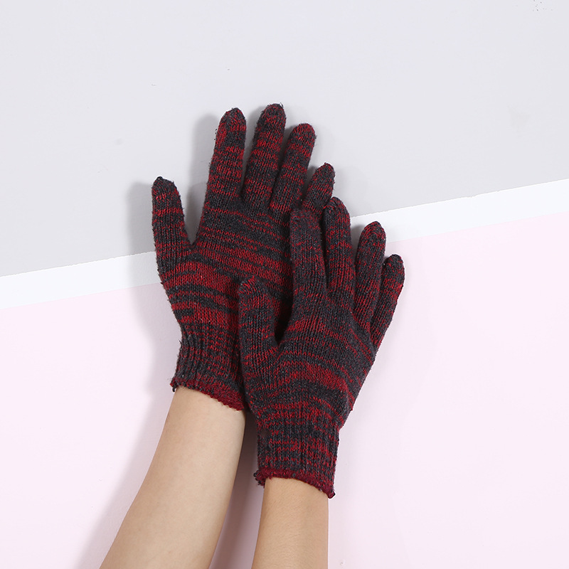 红花劳保手套 棉纱600g耐磨防滑工业防护 汽修棉纱手套厂家直供