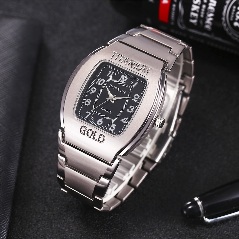 The new cross-border bestseller, zpeer bark-shaped men's titanium alloy business casual steel band quartz watch Specification image