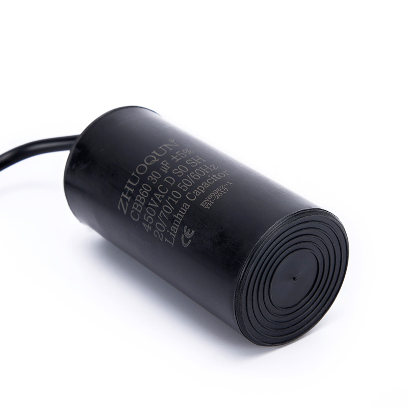CBB60 metal film capacitor, 60UF double-wire lead-out polypropylene film capacitor, water pump capacitor Specification image