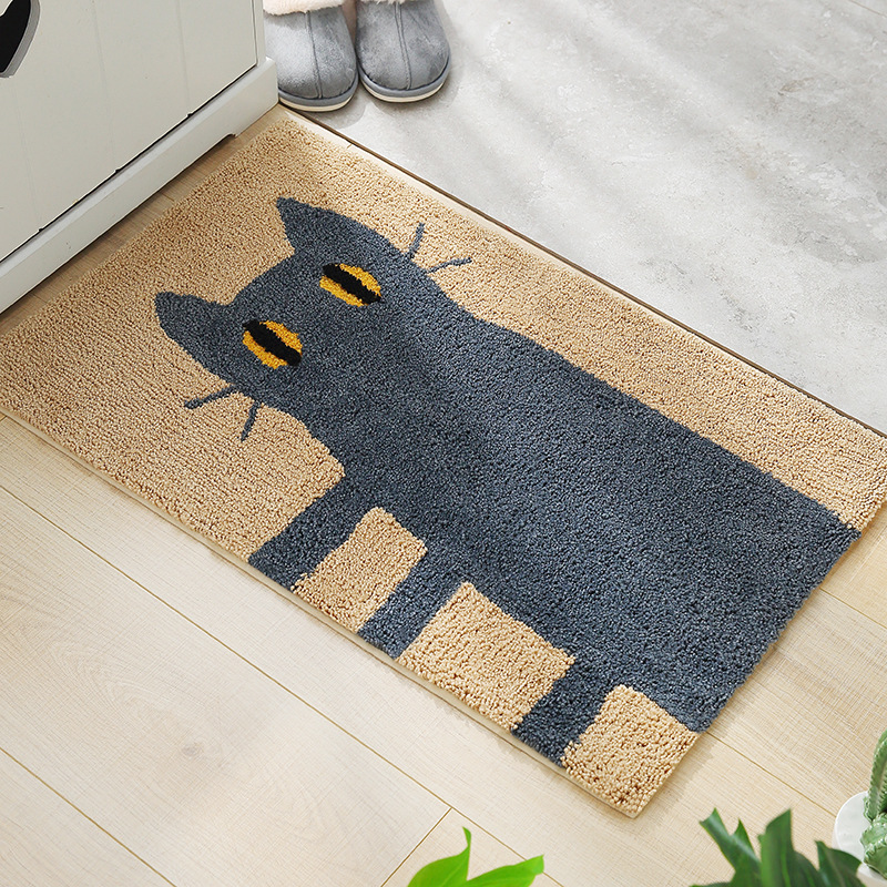 Peekaboo handmade jacquard floor mat cartoon entry bathroom door Bedroom kitchen non-slip mat absorbent carpet foot thumbnail