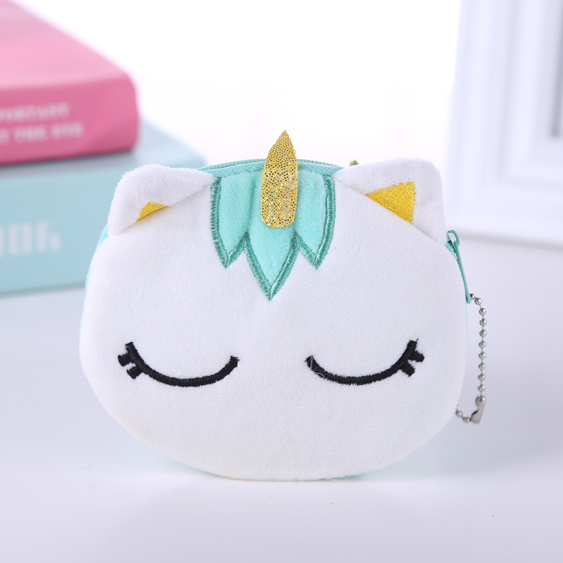 Unicorn Mini Coin Collection Children's Cartoon Cute Plush Headset Data Line Small Coin Wallet Specification drawing