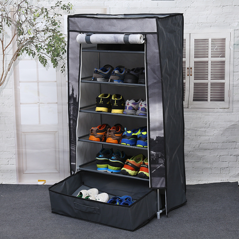 Simple multi-layer household cloth shoe rack storage assembly Shoe rack dustproof home combination storage type shoe cabinet Application Scenario