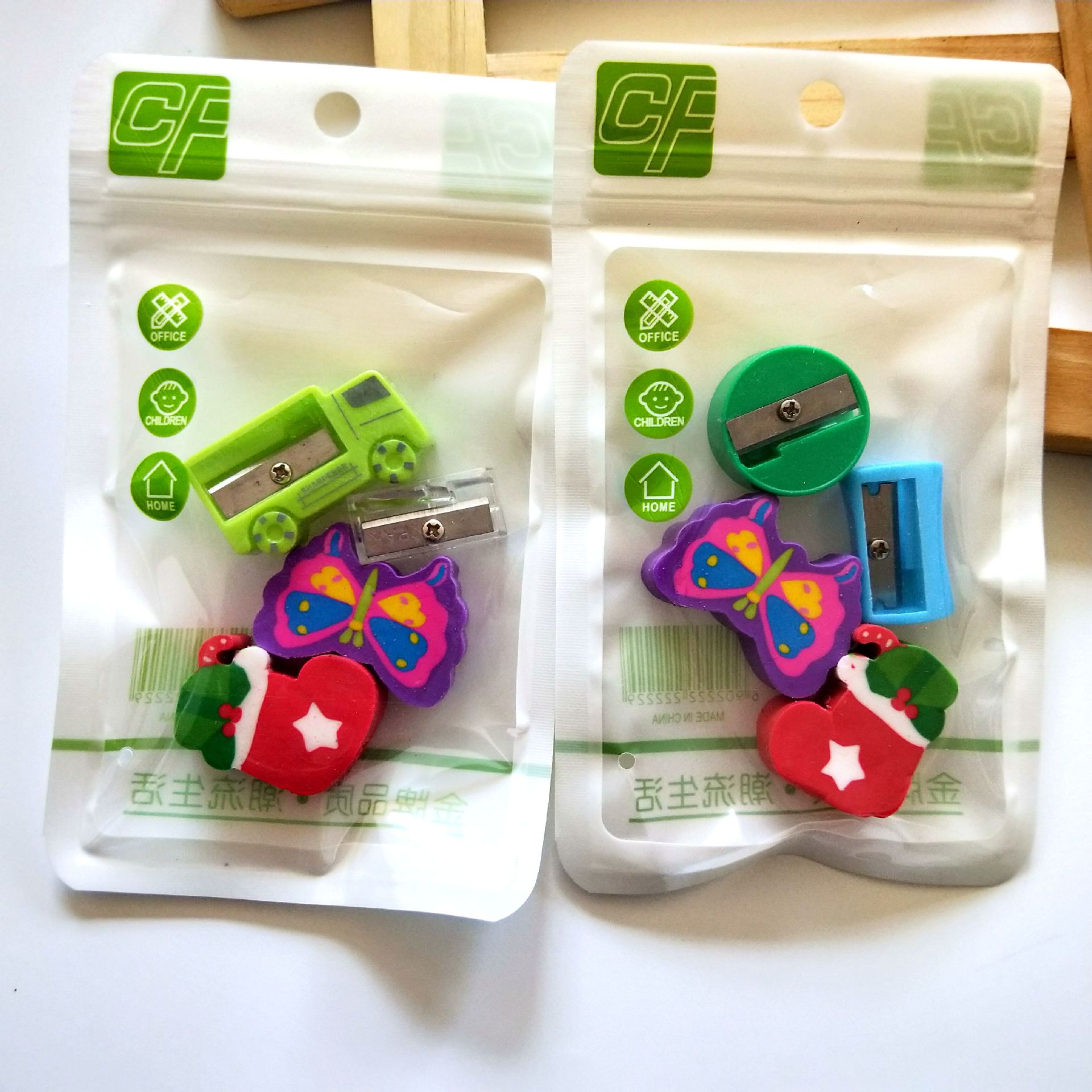 Rubber pencil sharpener sets, school supplies sets, rubber sets, 1-yuan store supplies wholesale