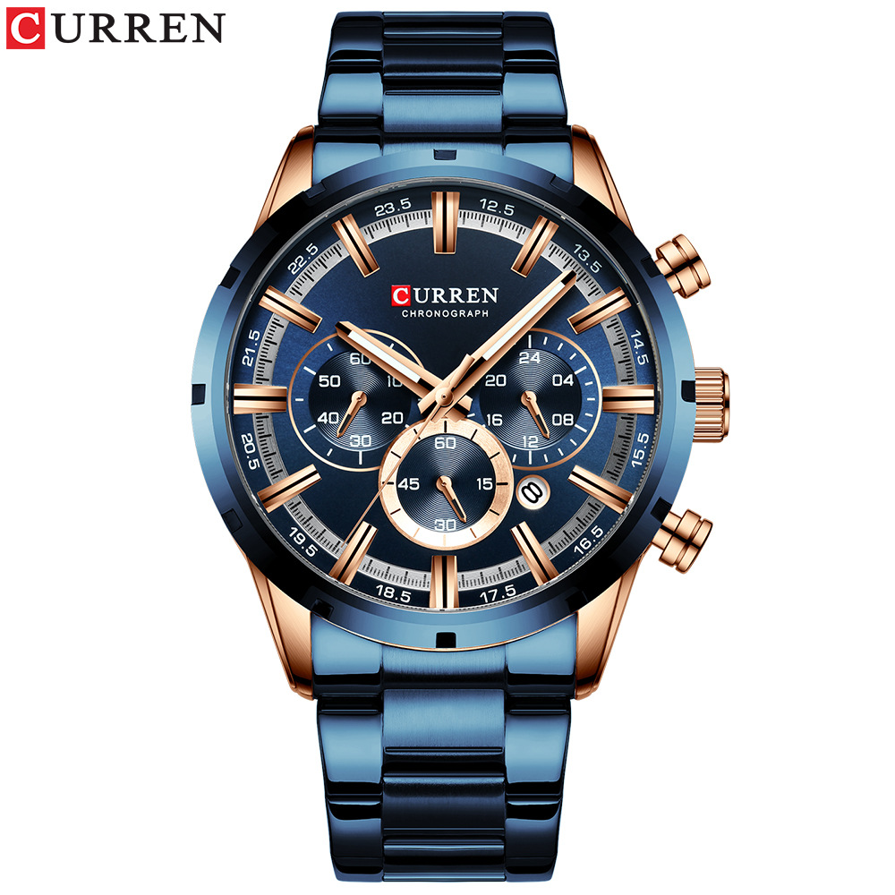 Curren/ Carren's new 8355 men's watch is a water-resistant quartz six-hand date steel band business men's watch