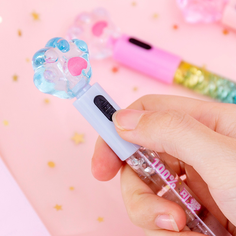 Instagram Girl Heart Cat Claw Luminous Neutral Pen Cute Creative Oil Quicksand Light Pen Student Signature Pen Pen Application Scenario