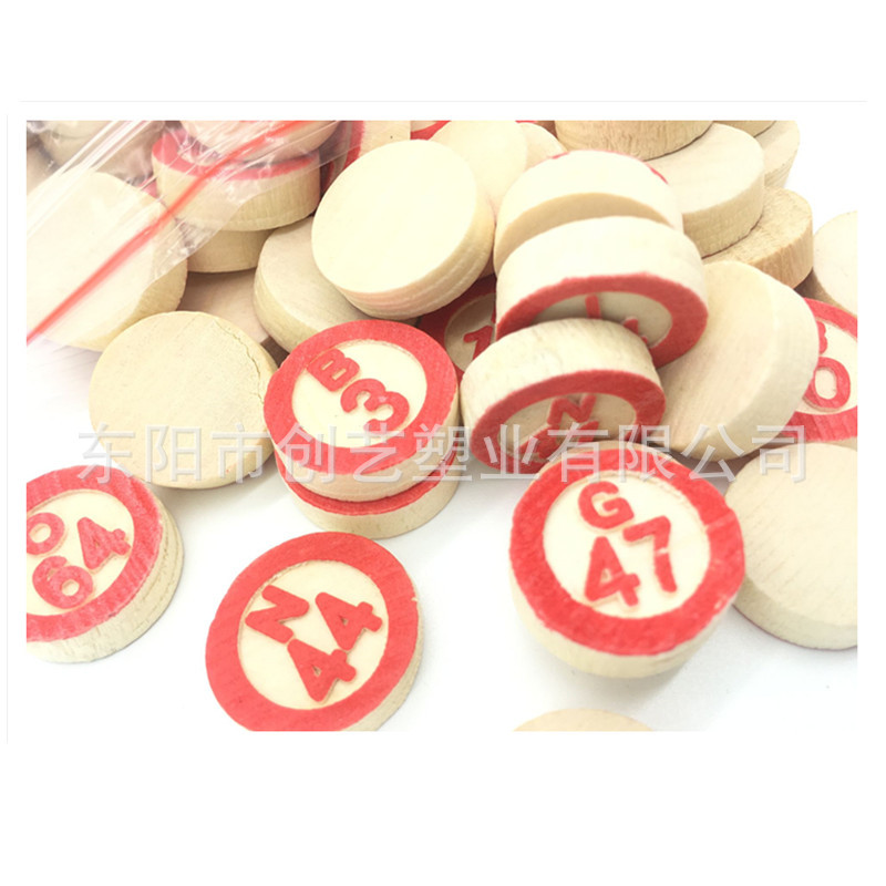 Foreign Trade Wooden Number Chess Double-Sided 75 One-Sided Number Chess Loto Chess 40 Cards Bingo Chess details Picture