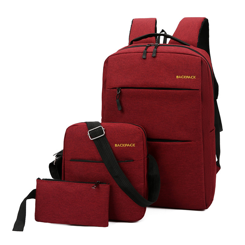 Men's Business Backpack Korean Usb Charging Casual Female Student Backpack Simple Fashion Computer Bag Three-Piece Set details Picture