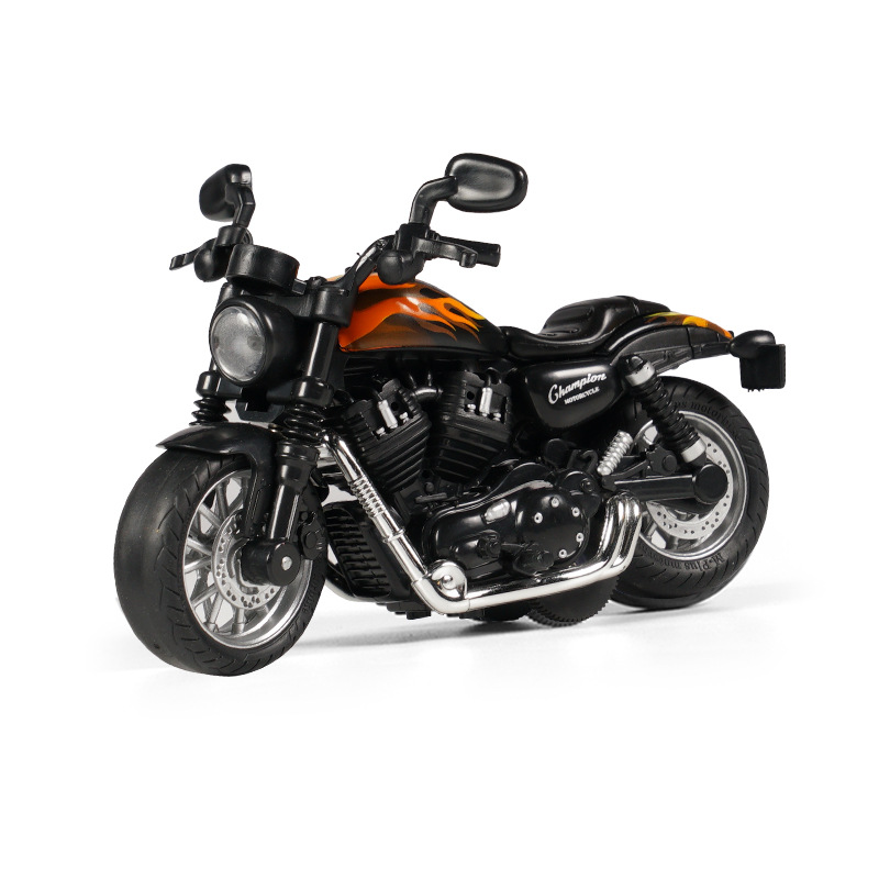 Mingyuan 1:12 Cross-border alloy Rebound Motorcycle Model Q Version Classic Edition with light and Music Toy ornament Item Picture