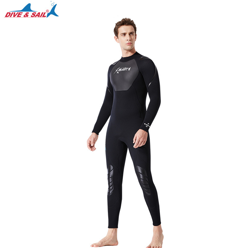 DIVE&SAIL新款3MM潜水服男连体长袖女加厚保暖泳衣浮潜冲浪水母衣