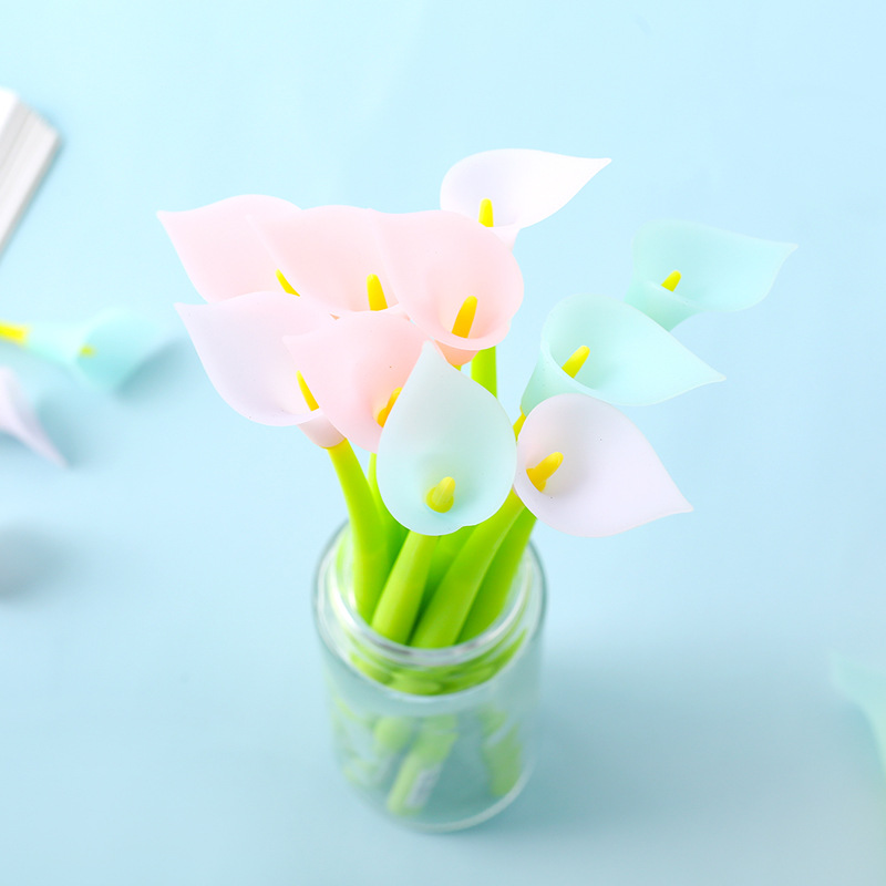 Zhongfan Zf2033 Calla Lily Neutral Pen Silicone Plant Modeling Pen Meet Light Color Change Learning Stationery Creative Pen details Picture