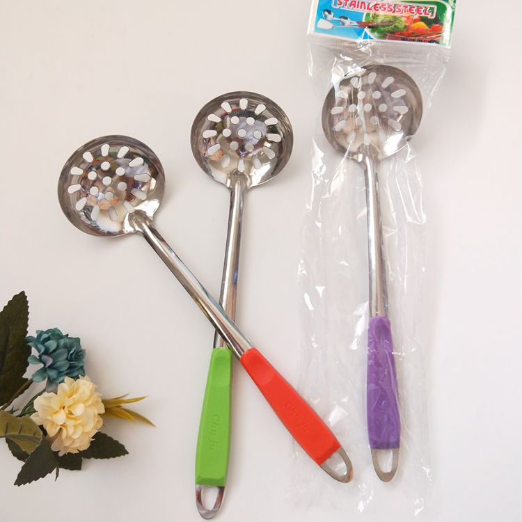 【 Zone 2-4 】 Color-handled colander 10/ bundle 1500/ piece 1 yuan 2 yuan Color-handled hot pot colander Metal colander hot pot colander soup colander Hanging colander details Picture
