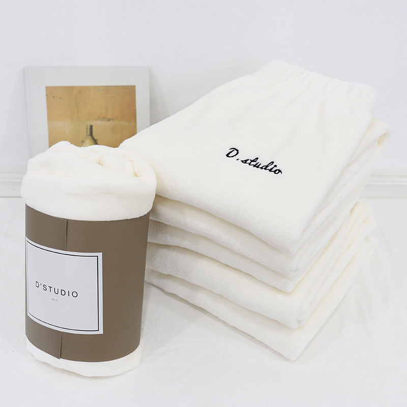 Autumn And Winter Lazy Casual Pajama Pants Fairy Warm Pants Wholesale Outside The Home To Wear With Velvet And Thick Coral Velvet Comfortable Bundle Feet Item Picture