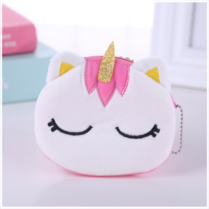 Unicorn Mini Coin Collection Children's Cartoon Cute Plush Headset Data Line Small Coin Wallet Item Picture