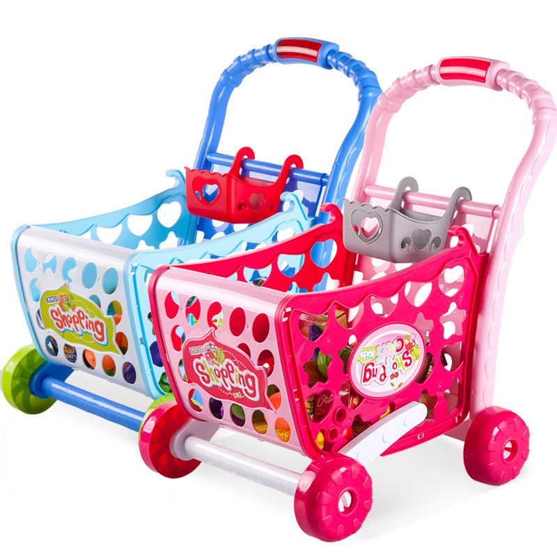 "Xiongcheng House" shopping cart for boys, girls, children, simulated supermarket, small trolley, mini baby, 1-3 years old, 6 toys Specification image